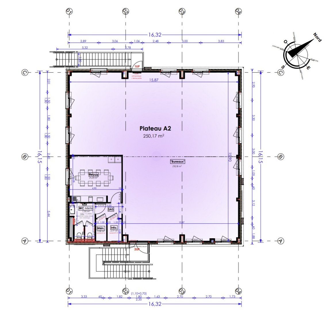 À louer Bureaux neufs à aménager 250,17 m2 - Tours Nord